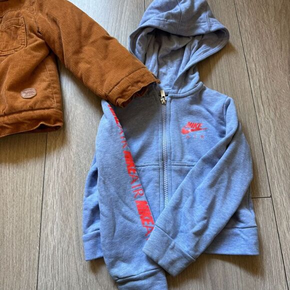 Bundle of 2 Little Me Boy Jacket Corduroy Fleece brwn jacket/Nike blue sweater - Picture 12 of 13